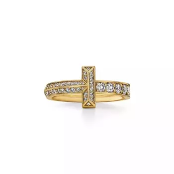 Кольцо Tiffany & Co. TI Narrow, желтое золото с бриллиантами