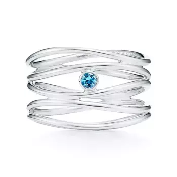 Кольцо Tiffany & Co. x Elsa Peretti Wave Five-Row, серебро/аквамарин