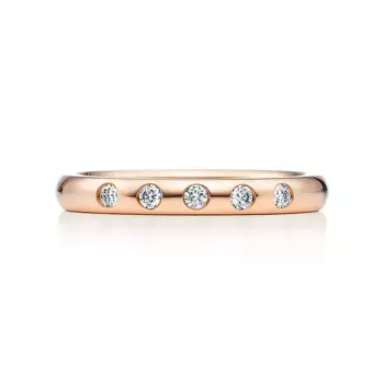 Кольцо Tiffany & Co. x Elsa Peretti Stacking Band, розовое золото/бриллиант