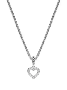 Колье Micro Pav© Open Heart с бриллиантами David Yurman, серебяный