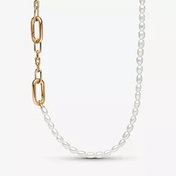 Колье Pandora ME Slim Treated Freshwater Cultured, позолоченный