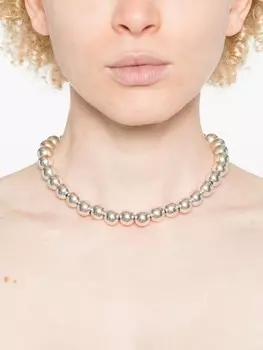 Колье с бусинами Jil Sander, серебряный