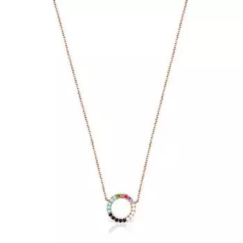 Колье Tous Straight Dics Vermeil With Gemstones, розовое серебро/драгоценные камни