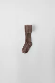 Колготки в рубчик ZARA, кэмел