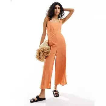 Комбинезон Asos Design Short Linen Drawstrings On The Back, оранжевый