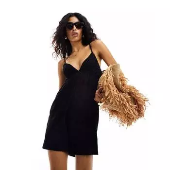 Комбинезон Asos Design Short Straps With A V-neck, черный