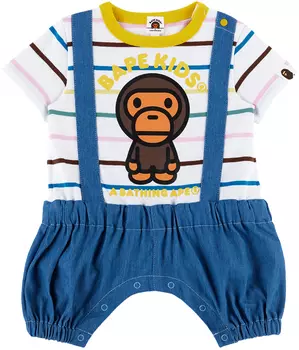 Комбинезон Baby Milo белого и синего цвета с обручем BAPE