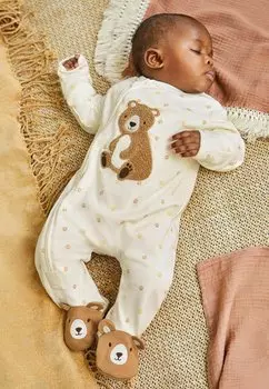 Комбинезон BEAR APPLIQUE ZIP JoJo Maman Bb, цвет cream