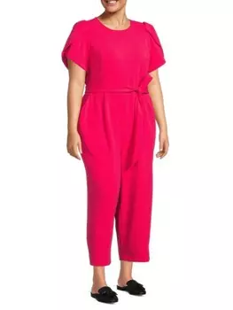 Комбинезон Calvin Klein плюс с поясом, розовый