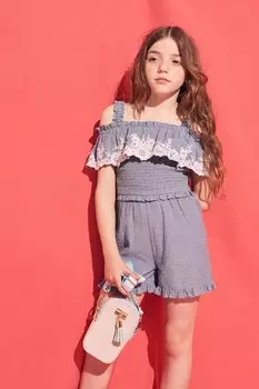 Комбинезон для девочек с бардо River Island, синий