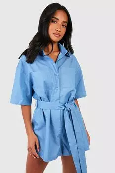 Комбинезон из денима petite chambray Boohoo, синий