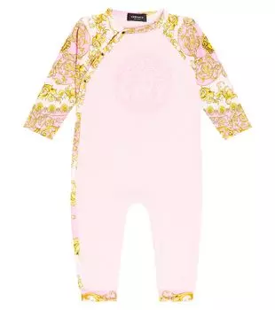 Комбинезон из хлопкового джерси baby barocco Versace Kids, розовый