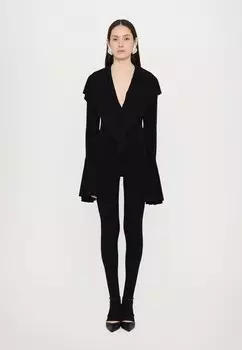 Комбинезон LONG SLEEVE DEEP RUFFLE CATSUIT FOOTIE Norma Kamali, черный