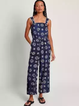 Комбинезон Monsoon Loretta Batik Print Cropped, цвет navy/white
