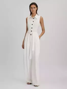 Комбинезон Reiss Perla Linen Blend, белый