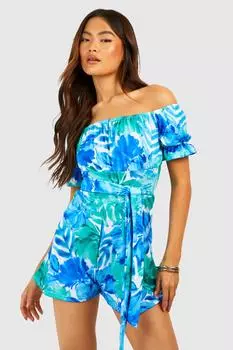Комбинезон с цветочным платом Boohoo, синий