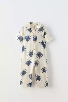 Комбинезон с принтом солнца ZARA, экрю