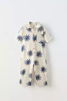 Комбинезон с принтом солнца ZARA, экрю