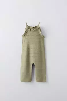 Комбинезон с пуантельной вязкой ZARA, средне-зеленый