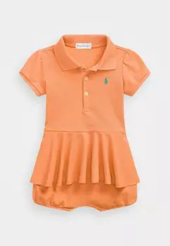 Комбинезон STRETCH MESH PEPLUM POLO SHORTALL Polo Ralph Lauren, оранжевый