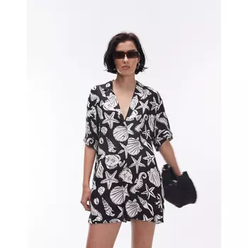 Комбинезон Topshop Button Down Romper, черный/белый