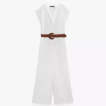 Комбинезон Zara Belted Wide-leg, белый