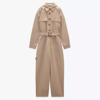 Комбинезон Zara With Belt, светло-коричневый