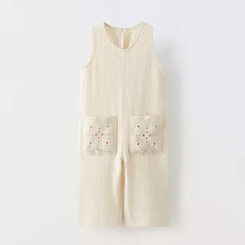 Комбинезон Zara With Crochet Pockets, экрю