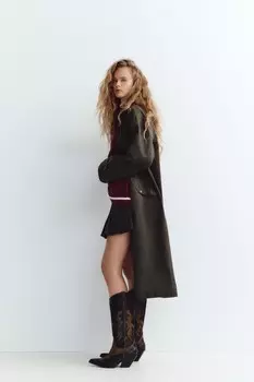 Комбинированные ковбойские сапоги ZARA, коричневый