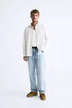 Комфортная фактурная рубашка ZARA, синий