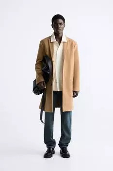 Комфортное пальто ZARA, кэмел