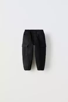 Комфортные брюки-грузовые ZARA, черный