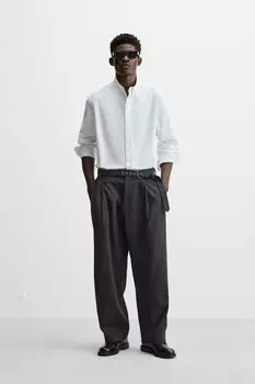 Компактная оксфордская рубашка ZARA, белый