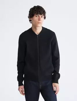 Компактный хлопковый свитер-бомбер Calvin Klein, черный