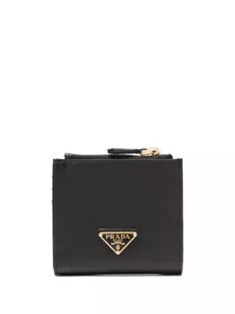 Компактный кошелек с логотипом Prada, черный