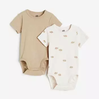 Комплект боди H&amp;M Turtles Short-sleeved, 2 пары, бежевый
