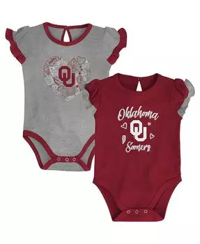 Комплект боди из двух предметов для новорожденных Crimson, Heather Grey Oklahoma Early Too Much Love Outerstuff, красный