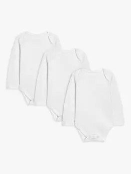 Комплект боди из хлопка с длинными рукавами John Lewis baby pima, 3 белых цвета