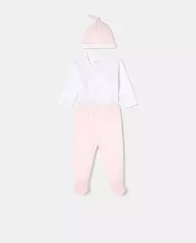 Комплект боди, краги и шапочки для девочки Cotton Juice, розовый
