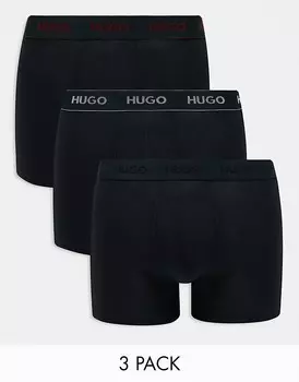 Комплект черных боксеров из трех трусов HUGO Bodywear