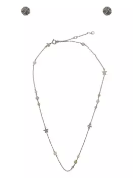 Комплект Double T из колье и серег Tory Burch, серебяный