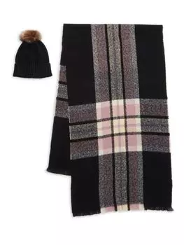Комплект из 2 шарфов и шапки с помпоном из искусственного меха Vince Camuto, цвет Color