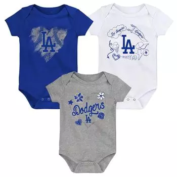 Комплект из 3 боди Los Angeles Dodgers для новорожденных и младенцев королевского/белого/серого цвета с мелованной шерстью Outerstuff
