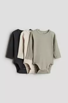 Комплект из 3 боди в рубчик H&M, серый