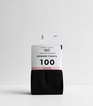Комплект из 3 черных колготок плотностью 100 ден для девочек New Look, черный