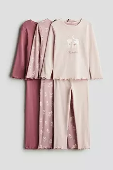 Комплект из 3 хлопковых пижам H&M, розовый