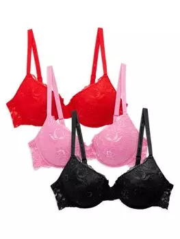 Комплект из 3 кружевных бюстгальтеров Juicy Couture, цвет Black Red Blush