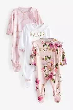Комплект из 3 розовых комбинезонов Baker by Ted Baker, розовый