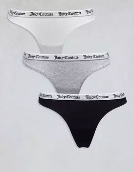 Комплект из 3 трусиков-стрингов Juicy Couture в разноцветном исполнении
