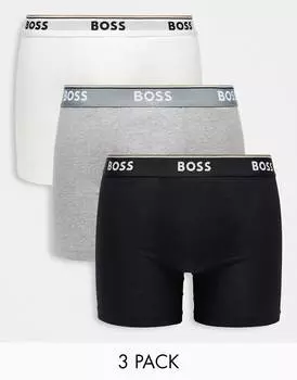 Комплект из 3 трусов-боксеров белого/серого/черного цвета BOSS Bodywear